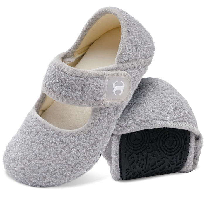 Barefoot Slippers Elderly Women Senior Mom Diabetic Slippers Slip On Woman's Slippers Indoor Bootie Slippers Women for Summer Fall Winter Grey Size