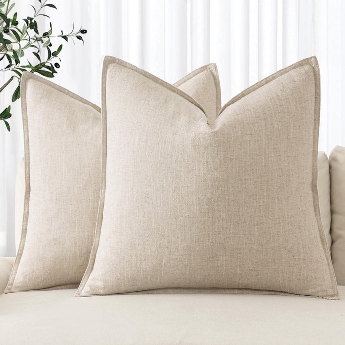 MIULEE Linen Pillow Covers 20x20 Inch Natural Beige Decorative Throw Pillow Covers Pack of 2 Soft Accent Farmhouse Couch Christmas Pillowcases Modern Home Decors for Sofa Cushion Living Room Bed