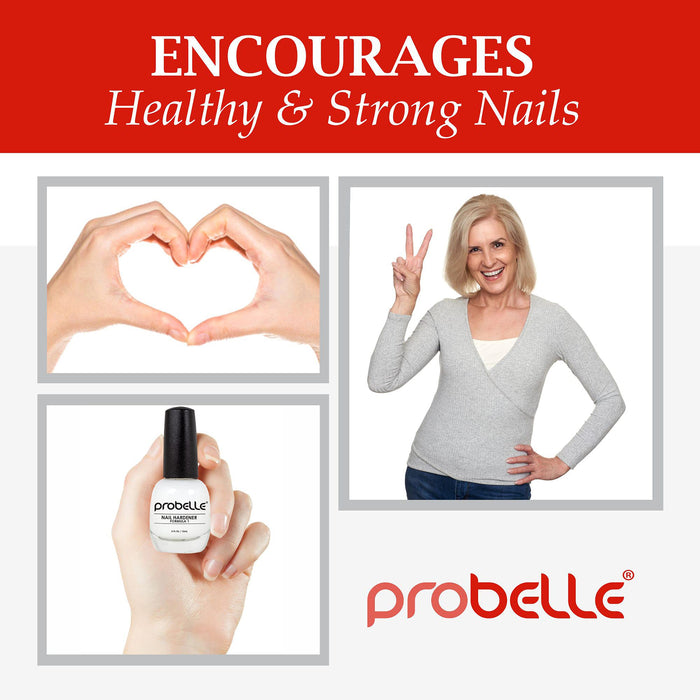 Probelle Nail Hardener Formula 1 - Repair Damaged Nails, Extra Strong Nail Growth Treatment For Brittle Nails, Grows and Restores Soft, Weak Nails, Aids Splitting, Breaking, Peeling Nails, Sheer White