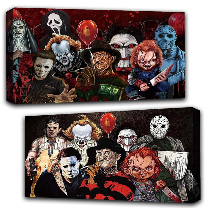 OFRKE 2 Pack Halloween Diamond Painting Kits for Adults,5D Full Round Diamond Halloween Clown Diamond Art Kit, Large Dots Diamond Painting for Beginners, DIY Beads for Home Wall Decor (28X16inch)