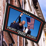 Fight Fight Fight Trump Shooting Flag 3x5 Outdoor Trump 2024 Flag for Outside Indoor Lawn Banner