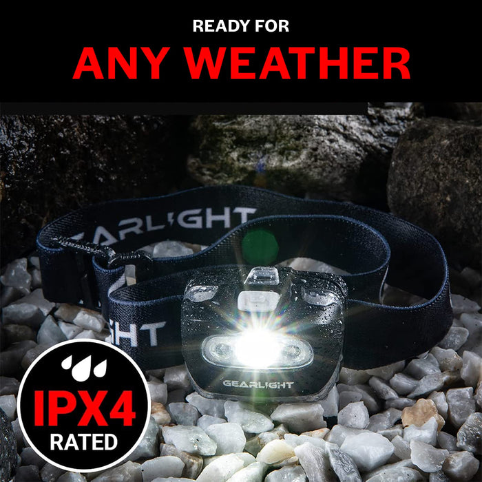 GearLight 2Pack LED Headlamp - Outdoor Camping Head Lamps with Adjustable Headband - Lightweight Battery Powered Bright Flashlight Headlight with 7 Modes and Pivotable Head and Red Light