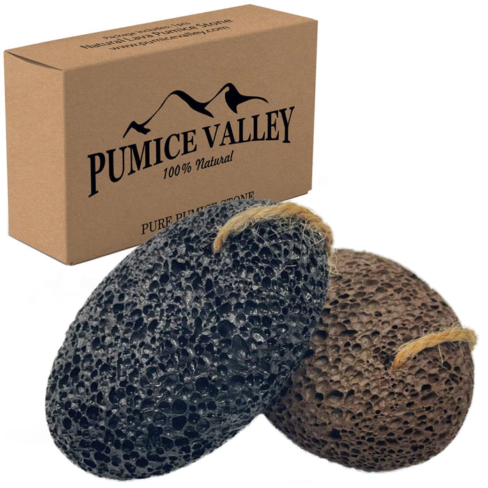 Pumice Stones for Feet - Natural Black Brown Earth Lava Stones Pack of 2 - Callus Corn Remover for Feet Heels and Palm - Pedicure Exfoliation Tool - Dry Dead Skin Scrubber - Health Foot Care