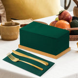 KAMMAK Dark Green Napkins Disposable with Pocket Cloth Like Dinner Paper Napkins Folded 100 Pack Paper Napkins Bathroom Hand Paper Guest Towel for Party Christmas Wedding Reception (16.5 x 16.5 inch)