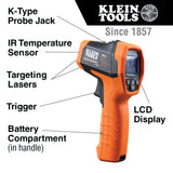 Klein Tools IR10 Infrared Thermometer, Digital Thermometer Gun & CL800 Digital Clamp Meter, Autoranging TRMS, AC/DC Volt/Current, LOZ, Continuity, Frequency, Capacitance, NCVT, Temp