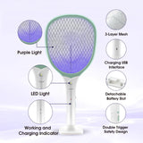 Faicuk Rechargeable Handheld Bug Zapper Racket 2 in 1 Electric Fly Swatter (2 in 1 Green)