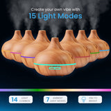 Ultimate Aromatherapy Diffuser | Modern Ultrasonic Diffuser with 4 Timer & 7 Ambient Light Settings Light Wood