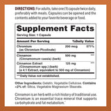 Vitamin World Cinnamon 1000 mg. Complex 120 Capsules, Chromium, High-Potency, Metabolism, Gluten Free