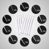 Tattoo Needles and Tips Set, 100pcs Disposable Mixed Tattoo Needles and Assorted Sterilized Tattoo Needles Tips, 5pcs of each-3rl 5rl 7rl 9rl 3rs 5rs 7rs 9rs 5m1 7m1 3RT 5RT 7RT 9RT 3DT 5DT 7D