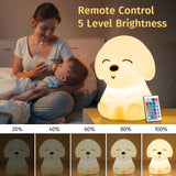 Onefire Dog Gift Night Lights for Kids, Remote+16 Colors Led Night Light Lamp, Dimmable Dog Kids Night Light, Rechargeable Timer Cute Night Light for Baby Nursery, Kawaii Silicone Dog Christmas Gifts