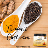 Reddy Naturals Aryana Turmeric Curcumin Powder with Black Pepper - Pure & Organic Turmeric Curcumin Supplement with Curcuminoids & Black Pepper BioPerine for Absorption - Joint Support - Honey Flavor