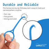 OrthoKey Clear Aligner Removal Tool - Dental Grade Invisalign Remover for Invisible Braces, Retainers, and Aligners, Blue (4-Pack)