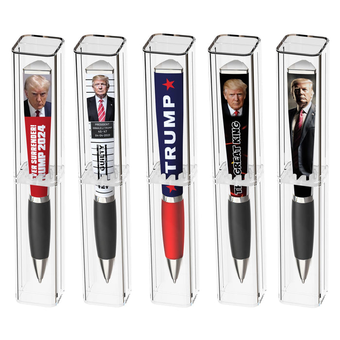 Trump Collectors Set Ballpoint Pen, Black Grip, MAGA Trump 2024 Design, Trump Merchandise Donald Trump Gifts for Men & Women, Make America Great Again Donald Trump Pen - Imprinted In USA (3-Sided Pen)