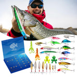 Fishing Tackle Advent Calendar 2024, 24 Days Christmas Fishing Set Fishing Lure Advent Calendar for Adult Men Teen Boys Father Boyfriend Granpa, 2025 Xmas Surprise Gift for Fishing Lover