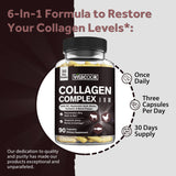 Vitacook Collagen Peptides Complex, Type I, II, III, 2025 MG, Hydrolyzed Multi Collagen, VC, Biotin, HA, Turmeric & Black Pepper, for Skin, Hair, Nails, Joints, 90 Caps