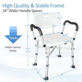 KingPavonini Shower Chair for Inside Shower, 550LBs Heavy Duty Bath Chair with Arms, Medical Shower Seat, Bath Stool Safety Shower Bench with Reinforced Crossing Bar for Elderly, Adults, Disabled