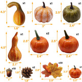 winemana 50pcs Fall Pumpkins Decor Set, Mini Artificial Gourd Fall Leaves Acorns Decorations for Home, Fall Centerpieces for Tables, Thanksgiving Vase Filler, Harvest Farmhouse Table Tiered Tray Set