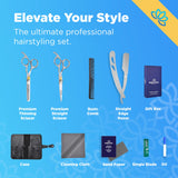 Equinox Professional Hair Cutting Scissors Set - Hair Cutting Kit - 9 Pieces Set - Thinning Shears & Straight Razors with Derby Blades - Professional Barber Scissors