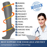 5 Pairs Knee High Graduated Compression Socks For Women and Men - Best Medical, Nursing, Travel & Flight Socks - Running & Fitness - 15-20mmHg (L/XL, Assorted 2)