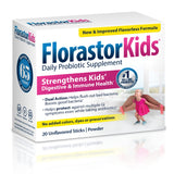 Florastor Kids Daily Probiotic Supplement, Unflavored Powder Mixes with Food or Beverage, Use with Antibiotics, Saccharomyces Boulardii CNCM I-745 (20 Sachets), Pack of 2