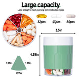 Extra Large Supplement Organizer,Betife Daily Weekly Pill Organizer Bottle, Pill Dispenser with 7 Large Compartments, Organizer to Hold Monthly Vitamin or Medication,Includes 21 Pcs Labels（Green）