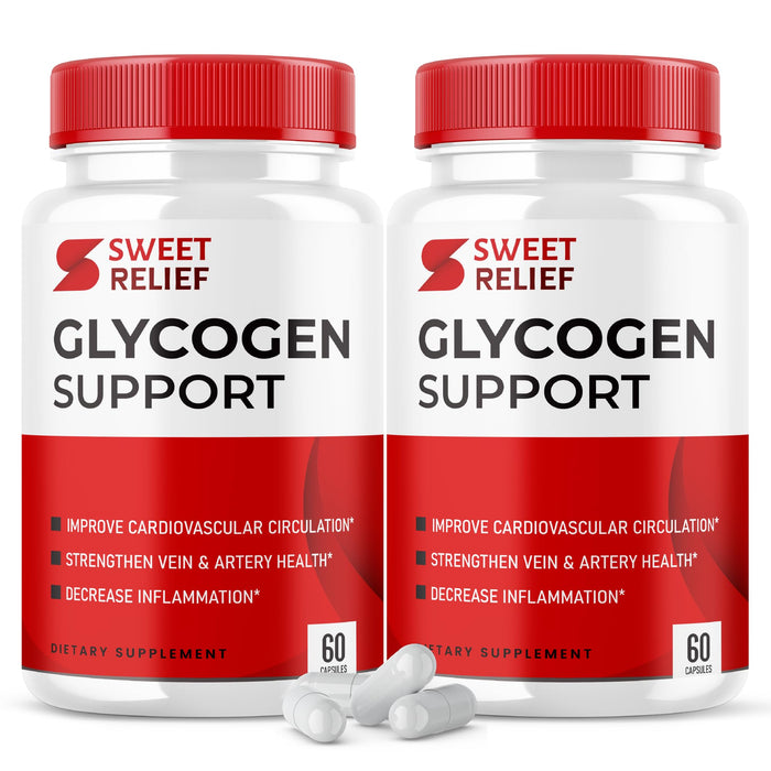 (2 Pack) Sweet Relief Glycogen Support - Official Formula - Sweet Relief Capsules Detox, Joint Support, Prostate Blood Vessel Advanced Strength Glycogen Support Supplement, Sweetrelief (120 Capsules)