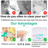 KDO Q-Grips Earwax Remover Silicone Ear-Wax-Removal-Tool Safe Soft Ear Cleaner Spiral Smart Earwax Removal Kit Reusable Q Grip Ear Wax Removal Kit 16 Tips Ear Wax Remover for Adults Kids Humans