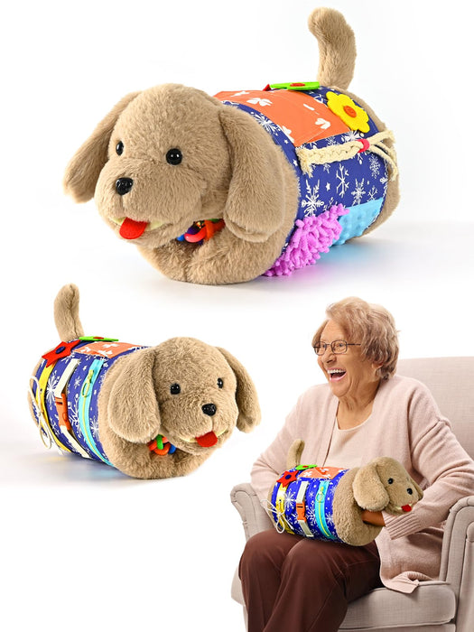 ALACCOM Fidget Blanket and Muff Dog for Adults with Dementia,Alzheimers Dementia Activities Products for Seniors and Elderly,Gift Game and Sensory Fidget Toys for Alzheimer’s or Dementia