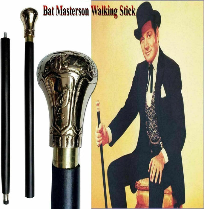 Replica of Bat Masterson Brass Knob Handle Walking Cane