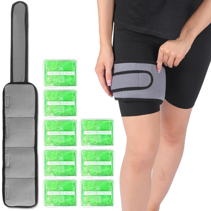 Reusable Knee Ice Packs for Injuries - Multi-Use Gel Ice Pack Wrap with 8 Gel Packs | Hot and Cold Pack - Knee, Elbow, Ankle, Neck, Reusable Ice Packs for Injuries