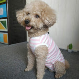 Dog’s Recovery Suit Post Surgery Shirt for Puppy, Wound Protective Clothes for Little Animals(Pink White Stripe-l)