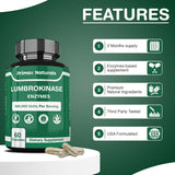 Lumbrokinase Supplement - Lumbrokinase 40 mg per Serving (Max Activity - 800,000 units) Lumbrokinase Enzymes supplement (Similar to Nattokinase) Non GMO, Soy Free, Gluten Free (60 Capsules)