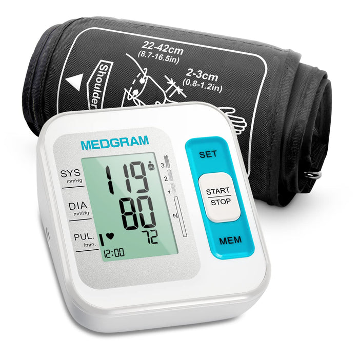 Blood Pressure Monitors for Home Use Upper Arm, MEDGRAM Accurate Blood Pressure Cuff for Home Use with Large Cuff 8.7-16.5 inch(22-42cm), Automatic & Digital BP Machine, 2 x 120 Sets Memory