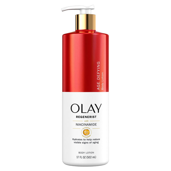 Olay Body Lotion for Women, Age Defying & Hydrating Dry Skin with Niacinamide 17 fl oz (Pack of 4)