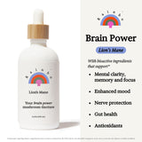 Rainbo Lion's Mane Mushroom Tincture, Dual Extract Lion's Mane Tincture, Daily Mushroom Supplement for Brain Support, Focus & Memory, Liquid Lion's Mane Supplement, Vegan, Non GMO, 100ml