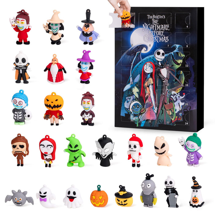 Halloween Advent Calendar 2024,Nightmare Before Christmas Advent Calendar,24 Days Halloween Countdown Calendar with 24 pcs Collectible,Advent Calendar 2024 Kids Gifts Boys Teen Adults (Black)