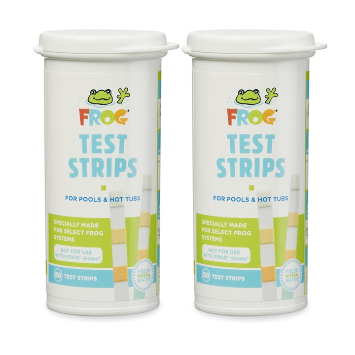 FROG Test Strips for Pools and Hot Tubs - Accurate Indicator for Free Chlorine or Bromine Levels, pH, Total Alkalinity and Total Hardness - Easy Water Testing - 50 Test Strips - 2 Pack