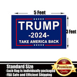 Trump 2024 Flag 3x5 Outdoor Double Sided 3 Ply-Donald Trump Take America Back Flags Vivid Color Clear Pattern Reinforcement Sewing Durable Polyester