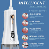 350ML Water Flossers for Teeth - OLED Display Powerful Electric Flosser with 5 Modes 6 Jet Tips, Portable Cordless Water Dental Flosser IPX7 Waterproof Oral Irrigator for Home Travel