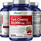 NusaPure Tart Cherry 20,000mg - 200 Veggie Caps (Vegan, Non-GMO, Gluten-Free) Bioperine, Organic Tart Cherry Fruit