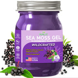 Bualle Sea Moss Gel Elderberry Irish Seamoss Gel, Organic Raw Sea Moss Gel Rich in Minerals, Proteins & Vitamins, Natural Wildcrafted Antioxidant Health Supplement