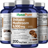 NusaPure Shiitake Mushroom Extract 9000mg 200 Veggie Capsules (Non-GMO, Gluten-Free)