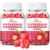 Potassium Magnesium Gummies Potassium Citrate 99mg Magnesium Citrate 250mg Magnesium Potassium Complex Supplement, Immune Support, Leg Cramps Muscle Health, 60 Raspberry Gummies 2 Pack