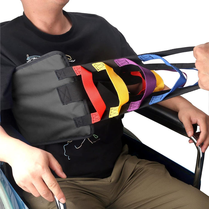 Stand Assistance Belt Patient Lift Sling Heavy Duty Transfer Sling for Movement Padded Patient Transfer Assist Belt Quicker Easier Safer Transfers & Toileting Lift Sling for Elderly (T-Black)
