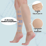 LIN PERFORMANCE Medical Calf Compression Sleeve for Women and Men 15-20 mmHg Lightweight Footless Socks for Nurses Pregnant Travel Flight Varicose Vein (Beige,M)