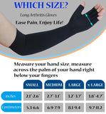 Long Arthritis Compression Gloves for Women Men, Copper Gloves for Joint Pain Relief, Swelling, RSI, Fingerless Carpal Tunnel Glove for Work, Computer Typing, Support Hands, Wrist and Arms (Medium)