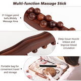 Guasha Wood Stick Tools Wood Therapy Massage Tools for Body Shaping,31 Beads Back Massage Roller Stick,Lymphatic Drainage Massager for Body Shaping (31beads)