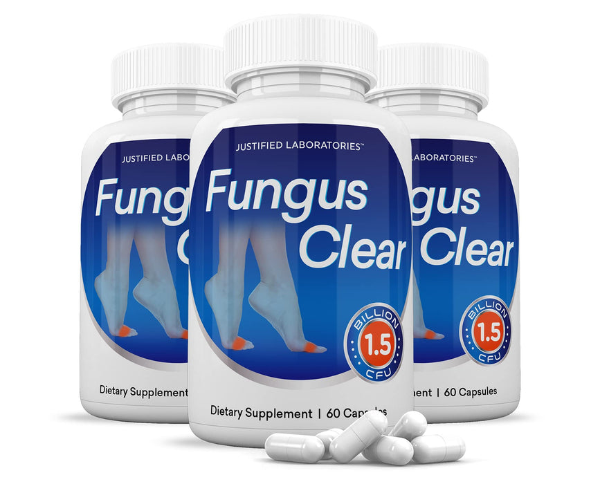 Justified Laboratories (3 Pack) Fungus Clear 1.5 Billion CFU Probiotic Pills 180 Capsules