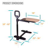 Able Life Able Tray Table, Adjustable Bamboo Swivel TV and Laptop Table with Ergonomic Stand Assist Safety Handle, Independent Living Aid