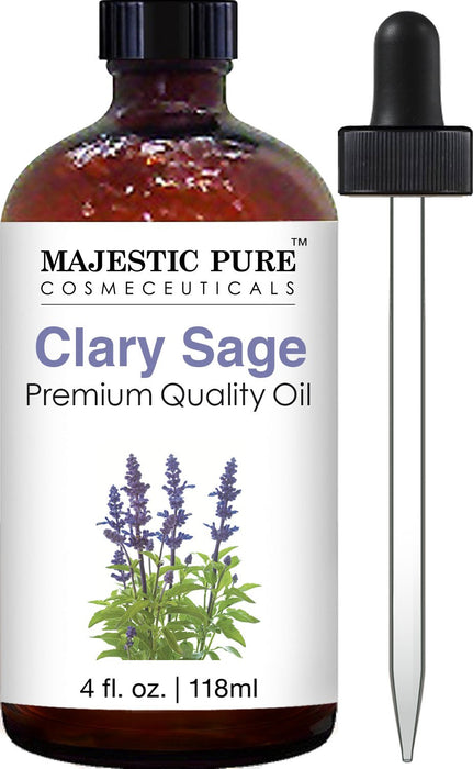 MAJESTIC PURE ClarySage Essential Oil | 100% Pure and Natural ClarySage Oil | Premium Grade Essential Oils for Hair Care, Home Diffusers, Skin, Aromatherapy, Massage and Humidifiers | 4 Fl Oz